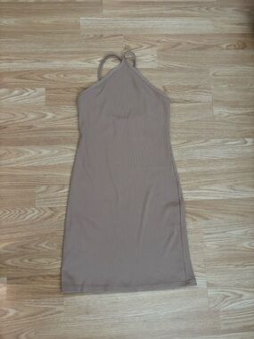 Pull&Bear Halter Mini Dress in Taupe